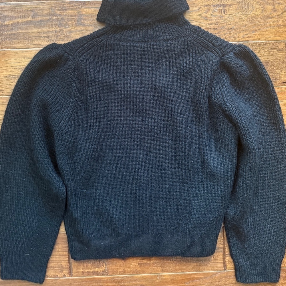 JCrew Cropped puff-sleeve turtleneck sweater, Size small, Black - Picture 2 of 7